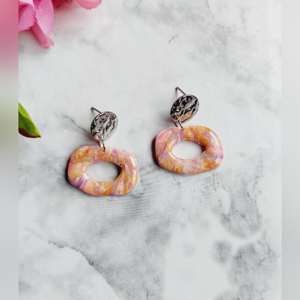 OpalGlaze Quartz Clay Hand crafted Earrings.